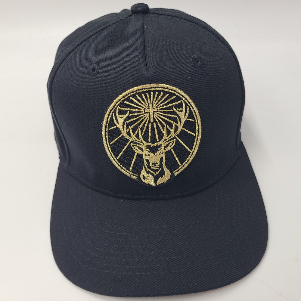Jagermeister Hat‎ Snapback Black Gold Logo Liquor Alcohol Promo Party Cotton Men